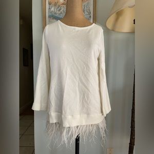 Chico’s Faux Feather Fringe Top Size 0